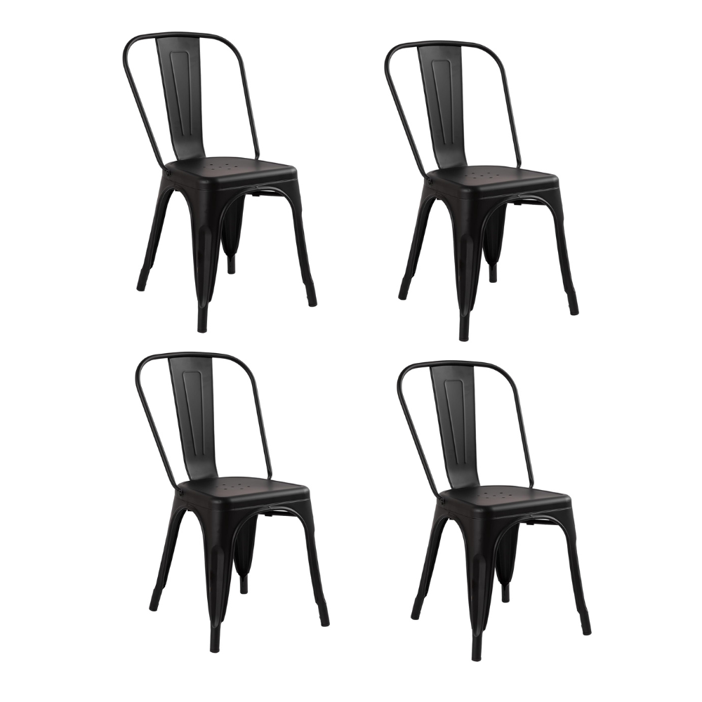 Pack 4 Sillas Tolix Negro Mate - Acero Metálica