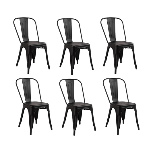 Pack 6 Sillas Tolix Negro Mate - Acero Metálica