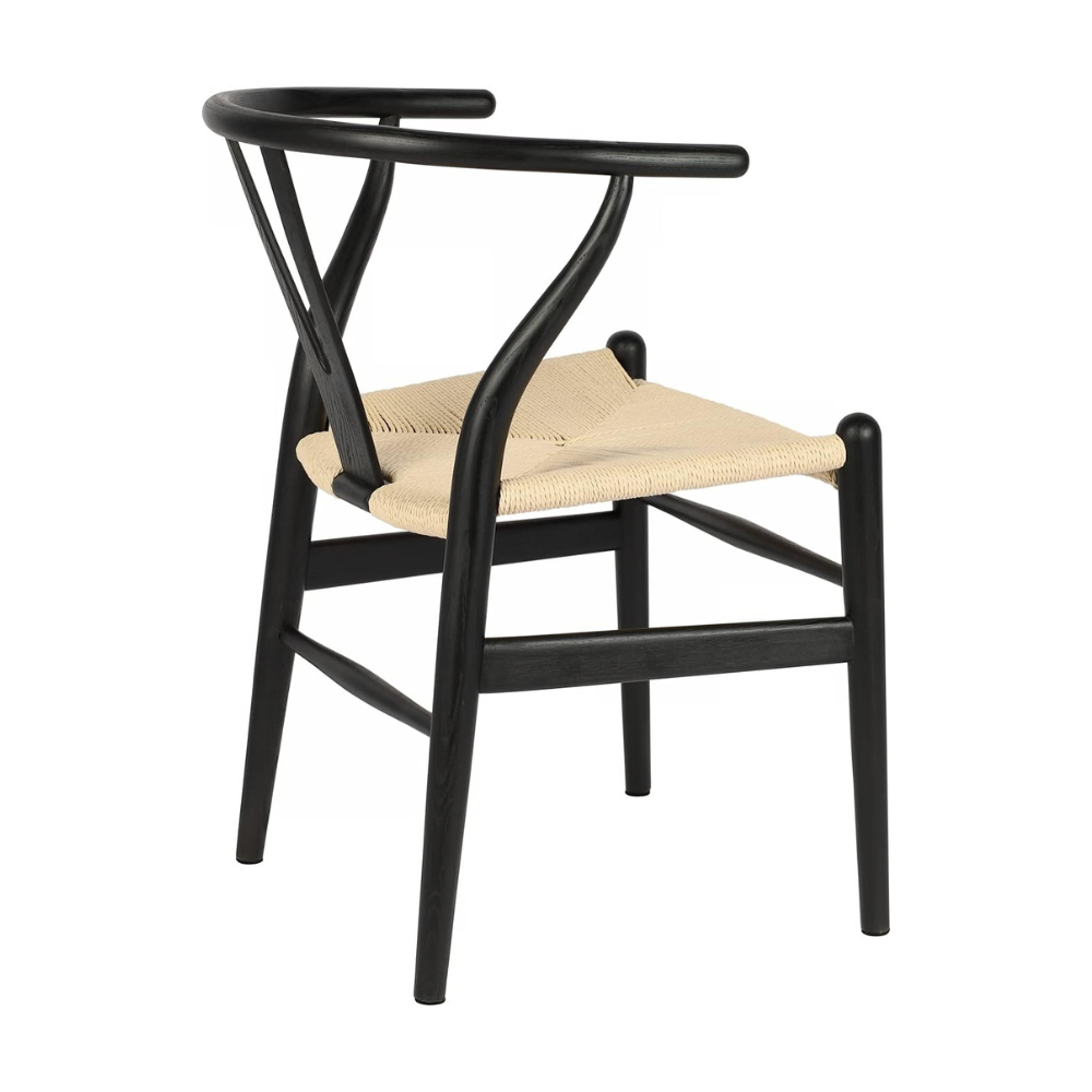 Silla Wishbone Madera Negra - Asiento Tejido Natural