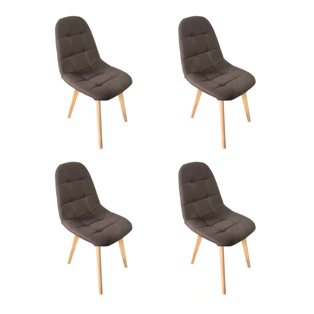 Pack 4 Sillas Capitone Lino - Base Madera