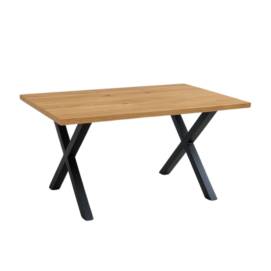 Mesa de Comedor Estilo Industrial 140x90 - Base Cruz MDF Metal