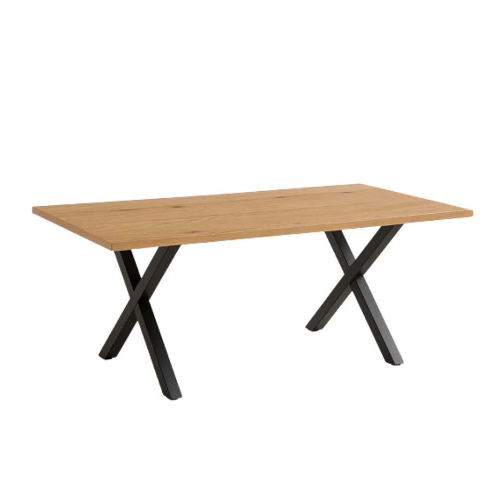 Mesa de Comedor Estilo Industrial 180x90 - Base Cruz MDF Metal