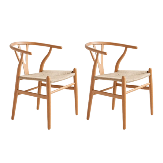 Pack 2 Silla Wishbone Madera Natural - Asiento Tejido