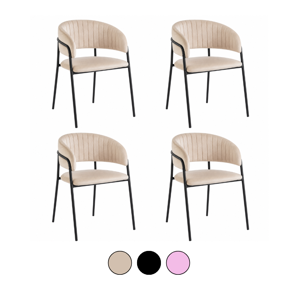 Pack 4 Sillas Sitial Glam Velvet Max - Terciopelo Metal Negro