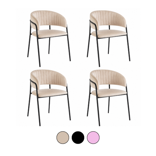 Pack 4 Sillas Sitial Glam Velvet Max - Terciopelo Metal Negro