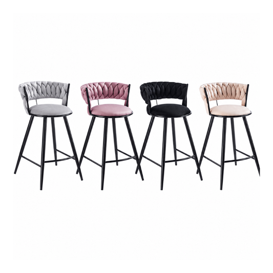 Taburete Queen Velvet - Terciopelo Base Negra