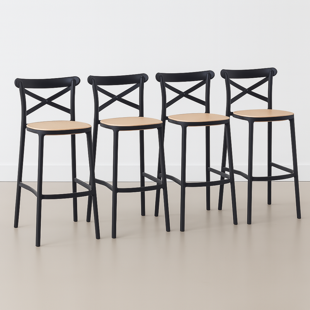 Pack 4 Taburetes Crossback Danubio - Negro 76 Cm