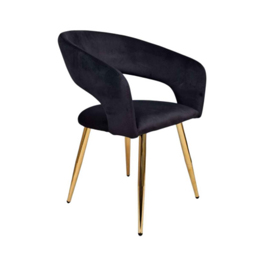 Sitial Siena Velvet Negro - Terciopelo Base Metal Dorada