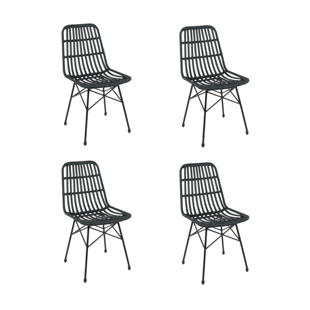 Pack 4 Sillas Terraza Grecia Rattan Color Negro