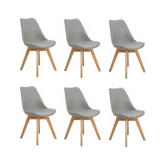 Pack 6 Sillas Tulip Gris Acolchadas - Madera Clase A