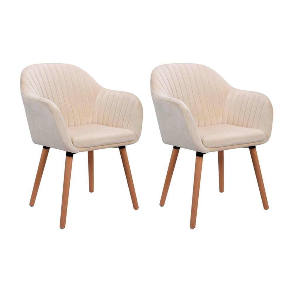 Pack 2 Sitiales Butaca Velvet Madera - Terciopelo Beige