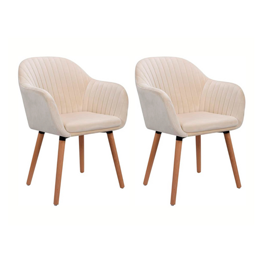 Pack 2 Sitiales Butaca Velvet Madera - Terciopelo Beige