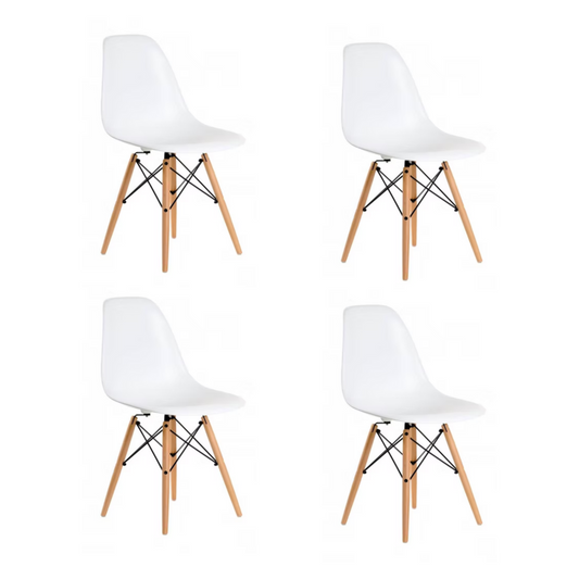 Pack 4 Sillas Eames Blanca - Polipropileno Madera