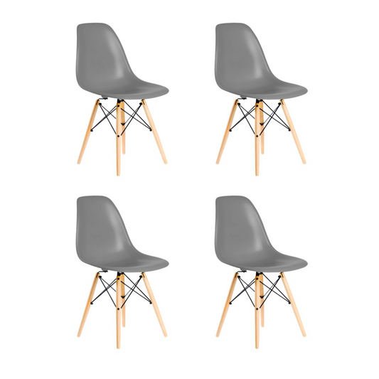Pack 4 Sillas Eames Gris - Polipropileno Madera