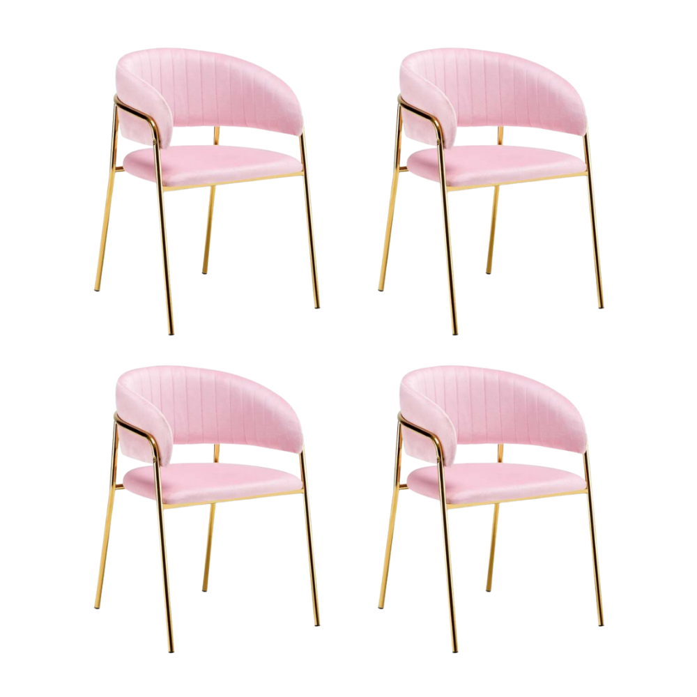 Pack 4 Sillas Sitial Glam Velvet Max - Terciopelo Metal Dorado