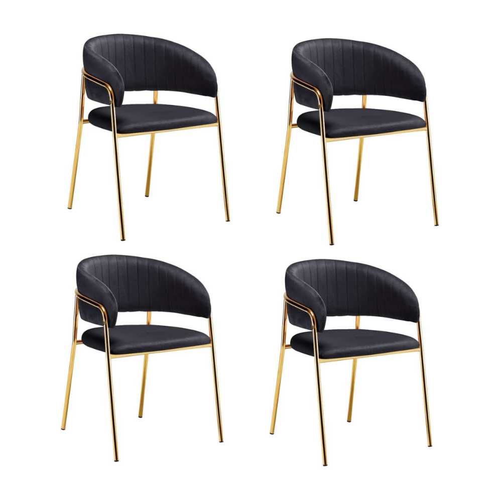 Pack 4 Sillas Sitial Glam Velvet Max - Terciopelo Metal Dorado