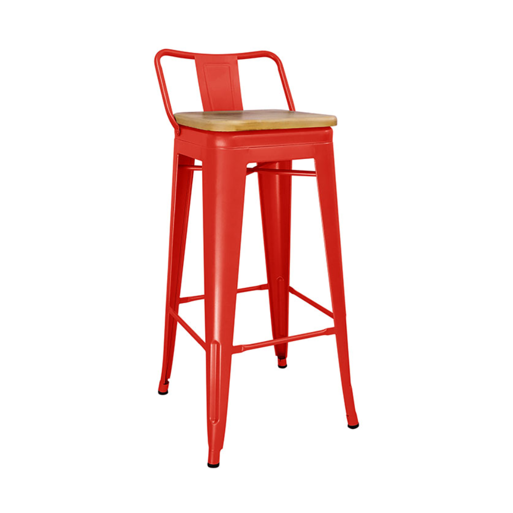 Taburete Tolix Colores - Asiento Madera Altura 77 Cm