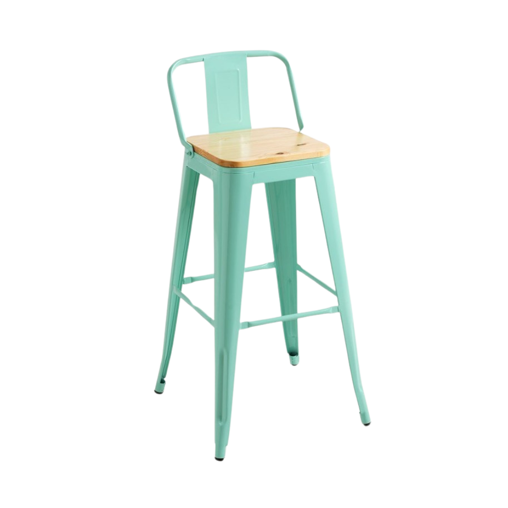 Taburete Tolix Colores - Asiento Madera Altura 66 Cm