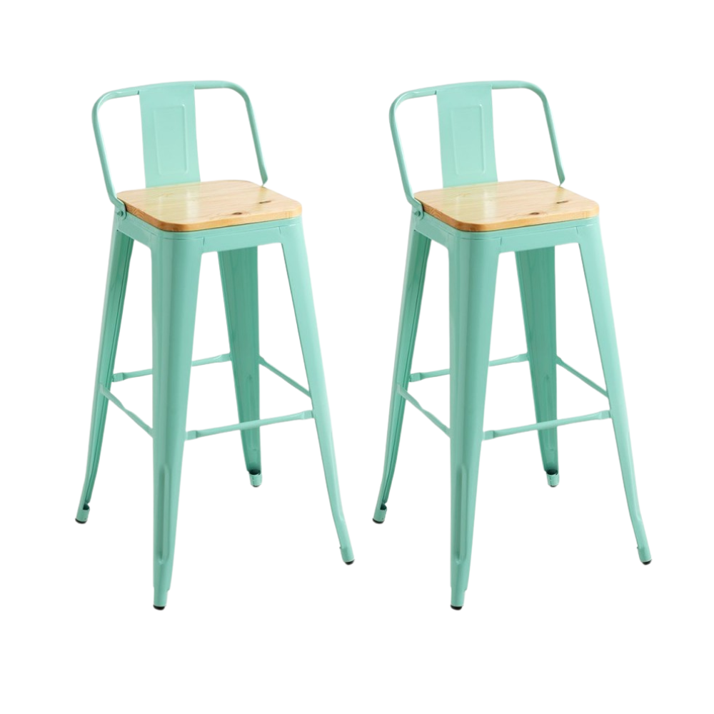 Pack 2 Taburete Tolix Colores - Asiento Madera Altura 66 Cm